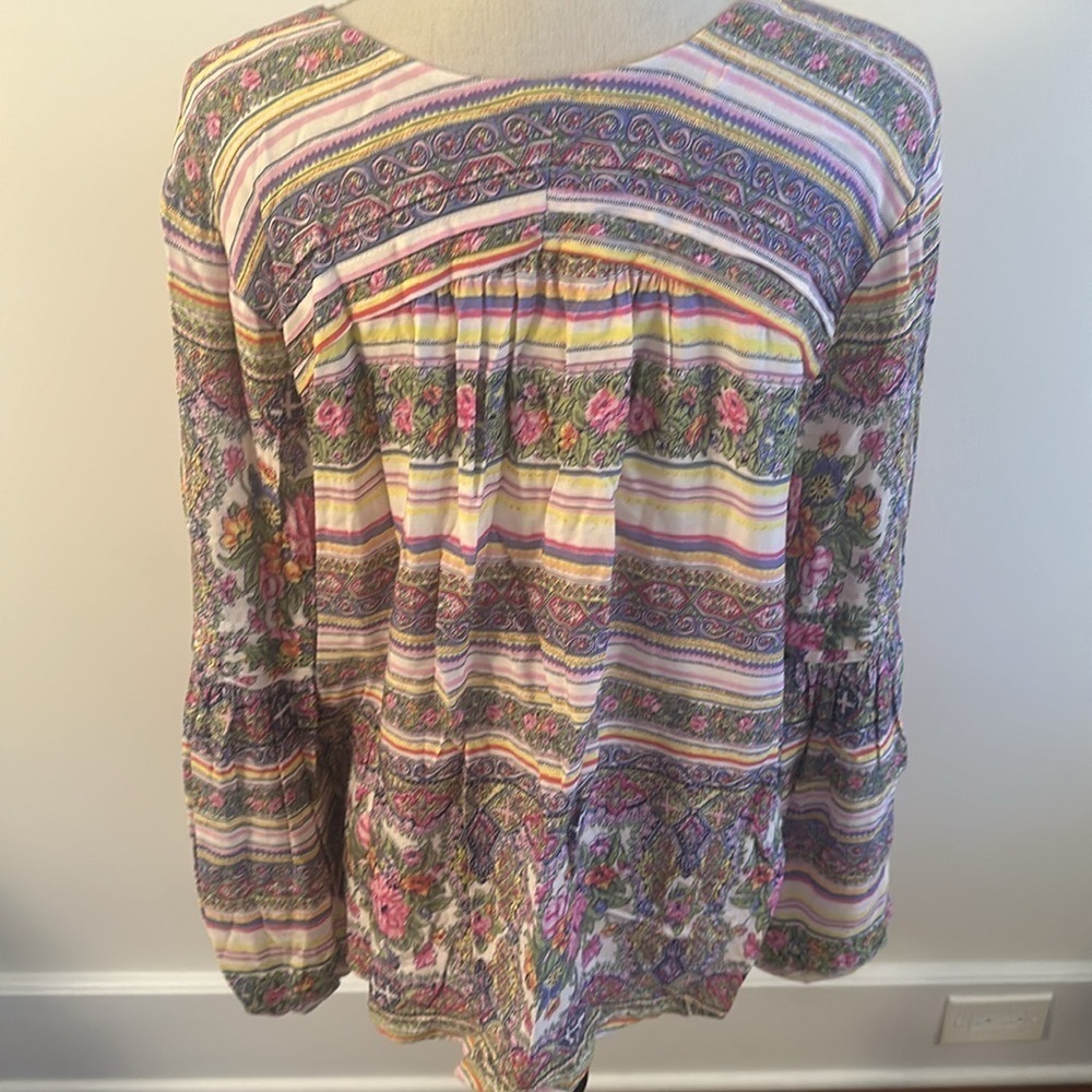 Maeve Anthropologie Caresco Peasant Top Blouse Large - Picture 5 of 10